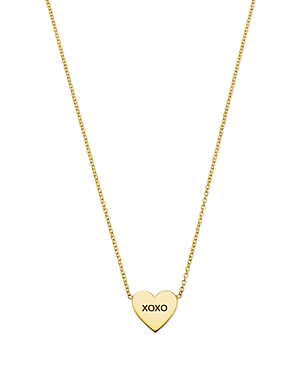 ZOË CHICCO 14K YELLOW GOLD FEEL THE LOVE XOXO HEART PENDANT NECKLACE, 14-16