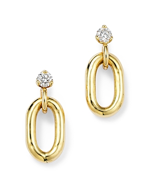 Zoe Chicco 14K Yellow Gold Prong Diamonds Oval Link Drop Earrings (840012416808) photo