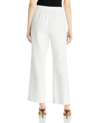 white wide leg suit pants