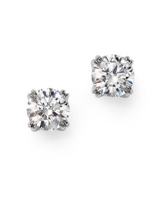 Bloomingdale's Fine Collection - Certified Round Diamond Stud Earrings in 14K White Gold featuring diamonds with the De Beers Code of Origin, 1.50 ct. t.w. - Exclusive