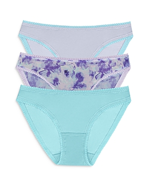 On Gossamer Mesh Hip Bikinis, Set Of 3 In Island Paradise/orchid Blooms/violet Dreams