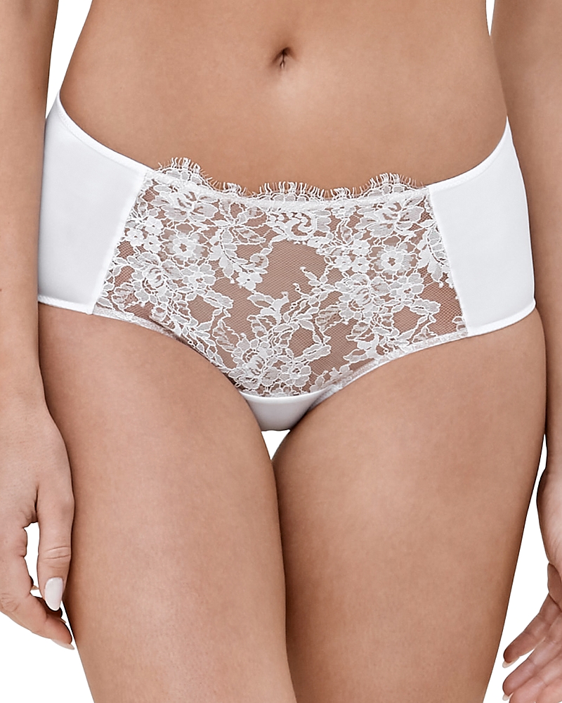 Skarlett Blue Entice Lace Trim Briefs In White/nylon