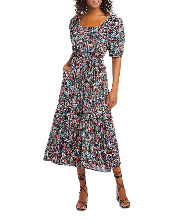 Karen Kane Floral Puff Sleeve Midi Dress | Bloomingdale's
