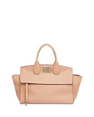 Ferragamo The Studio Soft Leather Top Handle Bag In Amaretti