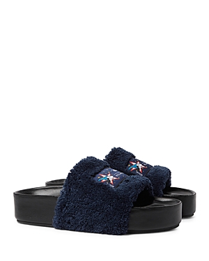 Shop Stella Mccartney X Fantasia Women's Disney Vesta Towelling Slide Sandals In Navy