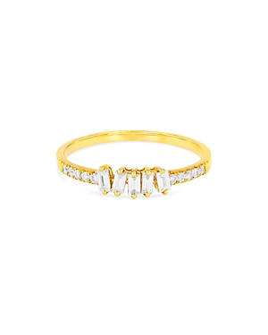 Suzanne Kalan 18k Yellow Gold Fireworks Diamond Baguette & Round Cut Ring In White/gold