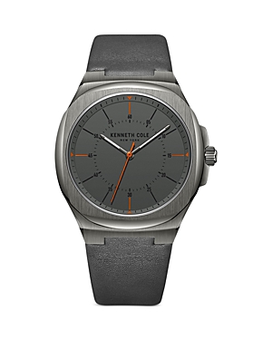 Kenneth Cole New York Men's Classic Gray Leather Strap Watch 41mm In Gray