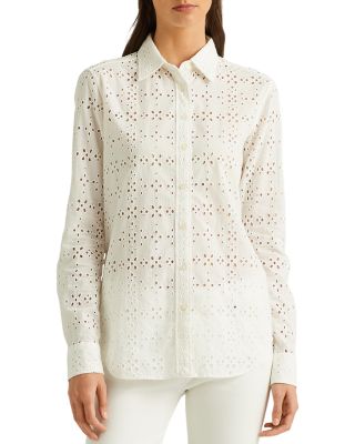 ralph lauren white eyelet blouse