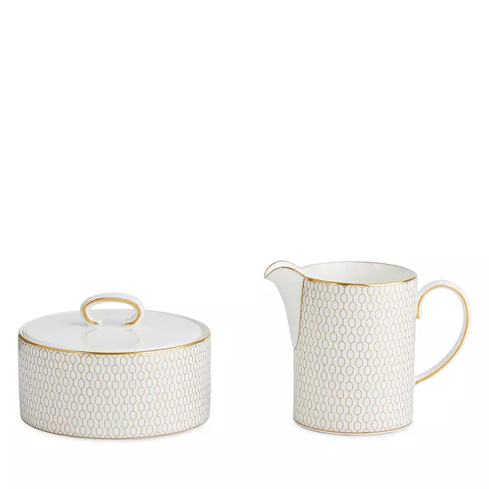 Geo Gold Cream & Sugar Set
