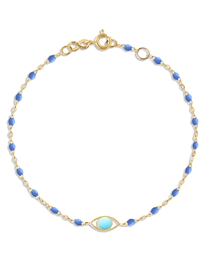 Shop Gigi Clozeau Resin & 18k Yellow Gold Voyage Classic Eye Bracelet In Blue/gold