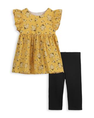 Pippa & Julie - Girls' Marigold Floral Tunic & Demin Capri Leggings - Little Kid