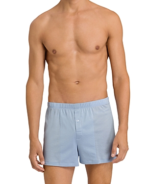 Hanro Cotton Sporty Button Fly Boxers In Forever Blue