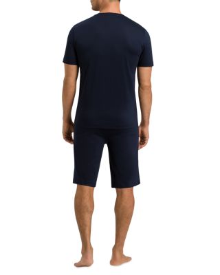 Night Selection Mercerized Cotton V Neck Pajama Tee &amp; Pajama Shorts Set 