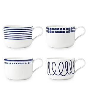 Shop Kate Spade New York Charlotte Street Mugs, Set Of 4 In White/blue