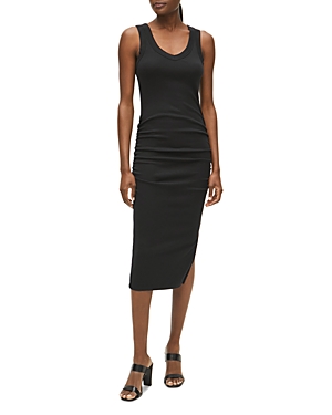 Michael Stars Lori Ruched Midi Dress In Black