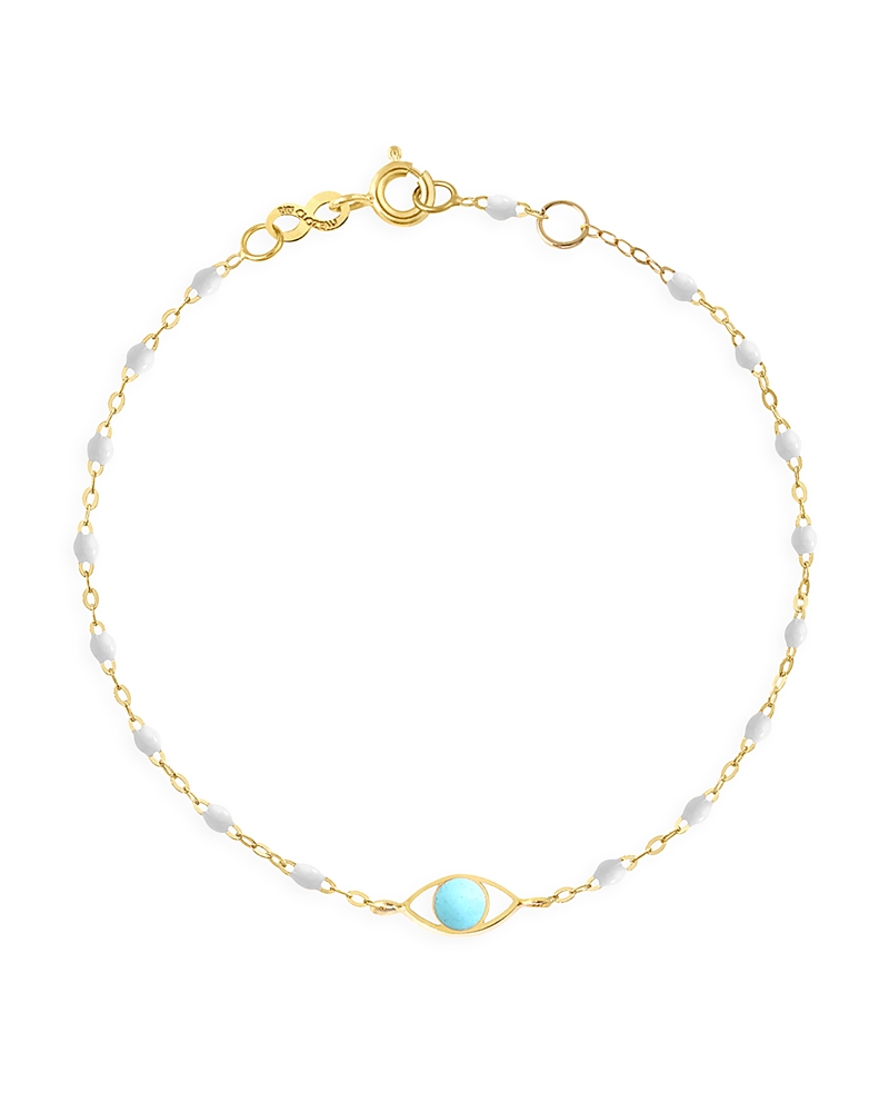 Gigi Clozeau Resin & 18k Yellow Gold Voyage Classic Eye Bracelet In White/gold