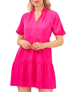 Cece Womens Ruffled Trim Short Mini Dress In Bright Rose