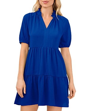 Shop Cece Tiered Ruffle Neck Dress In Deep Royal Blue