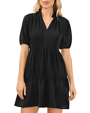Cece Tiered Ruffle Minidress In Rich Black