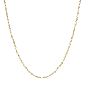 14K Yellow Gold Pearl Chain Necklace, 16