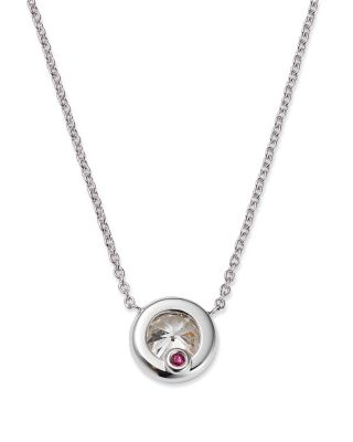 18K White Gold Bezel Diamond Solitaire Pendant Necklace, 16" 