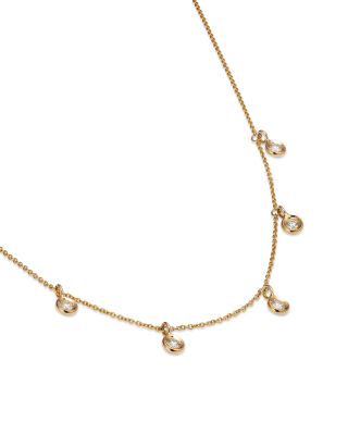 18K Yellow Gold Diamonds By The Inch Dangling Droplet Necklace, 18"