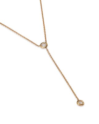 18K Yellow Gold Tiny Treasures Diamond Y Necklace, 16&amp;quot;