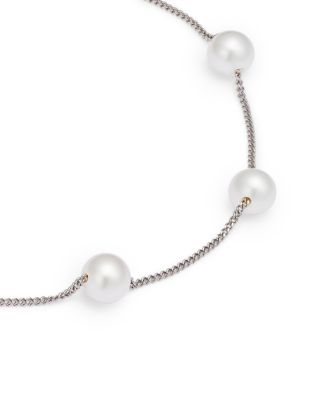 Cultured Freshwater Pearl Station Bracelet in 14K White Gold 