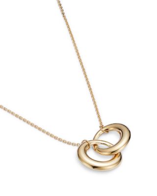 14K Yellow Gold Double Interlocked Circle Chain Necklace, 17&amp;quot; 
