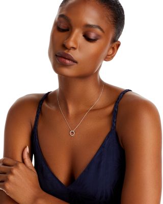 Roberto Coin 18K White Gold or Yellow Gold and Diamond Extra Small Circle Necklace, 16&amp;quot;-18&amp;quot;