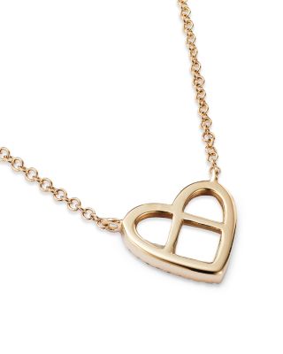 14K Yellow Gold Kate Mother of Pearl & Diamond Heart Pendant Necklace, 18"