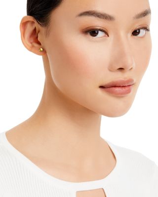 Curved Circle Stud Earrings in 14K Yellow Gold - Exclusive 