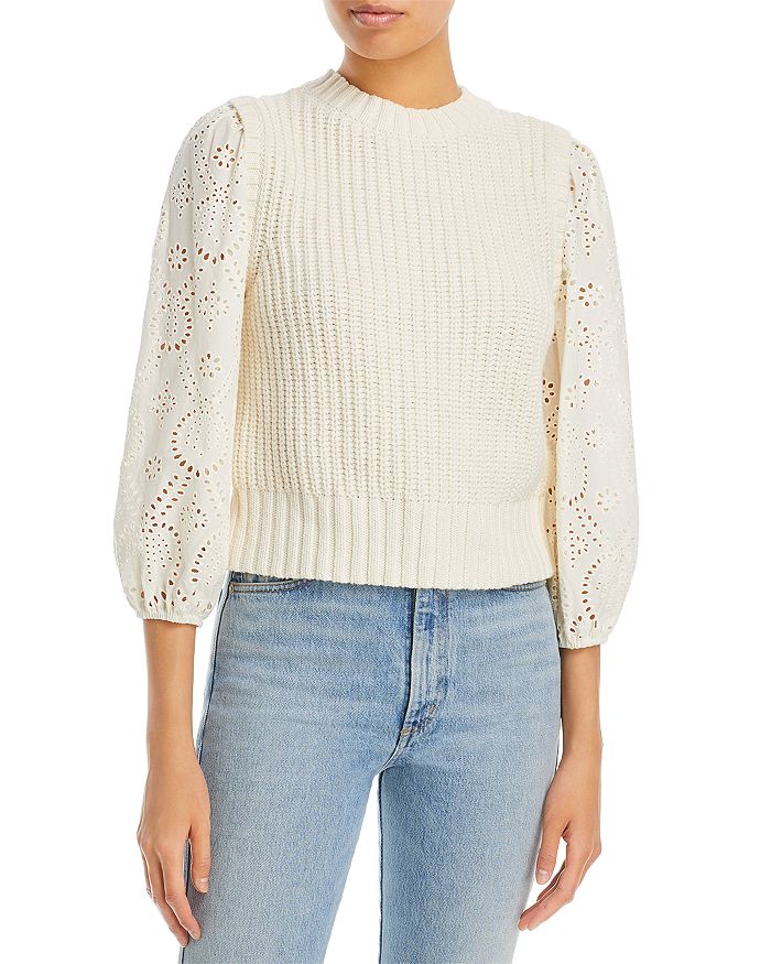 Rails Dhalia Eyelet Sleeve Sweater Bloomingdale's