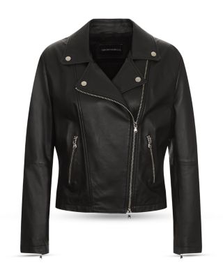 Emporio Armani Caban Leather Moto Jacket | Bloomingdale's