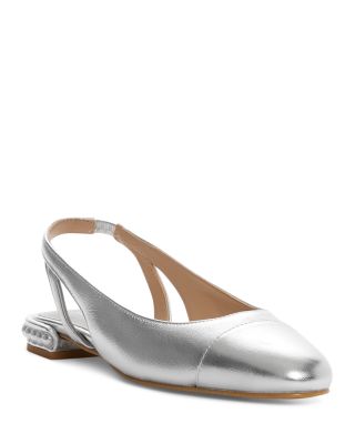 Stuart Weitzman Women's Imitation Pearl Embellished Slingback Flats In Platino