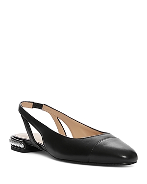 Stuart Weitzman Sleek Leather Slingback Ballerina Flats In Black