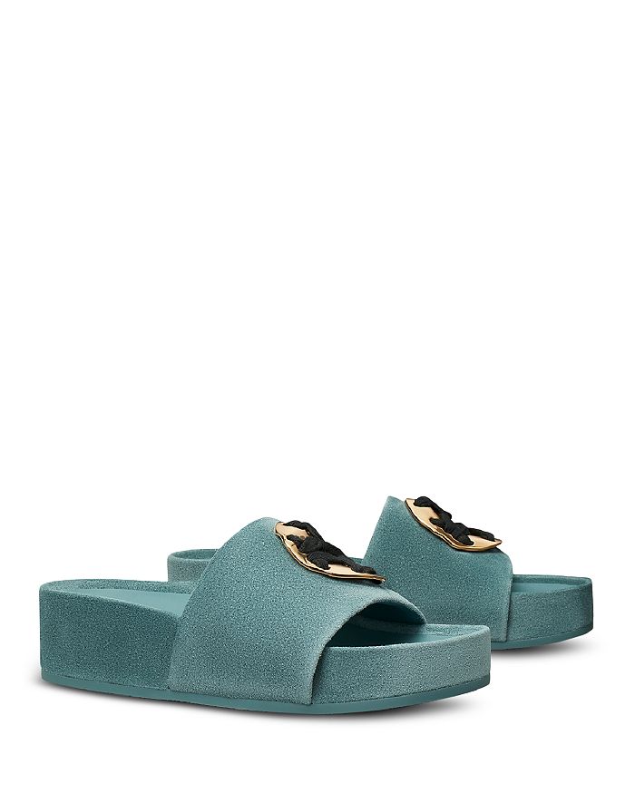 Tory Burch Women's Woven Double T Slides | Bloomingdale's