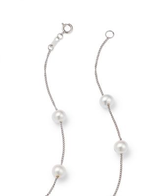 Cultured Freshwater Pearl Station Necklace in 14K White Gold, 16"  