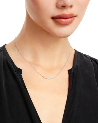 Diamond Bar Necklace in 14K White Gold, 0.30 tcw 