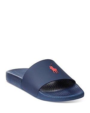 Polo Ralph Lauren Men's Signature Pony Pool Slides In Navy/red