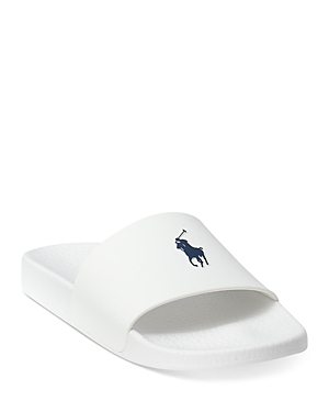 Polo Ralph Lauren Men's Logo Pool Slide Sandals In White