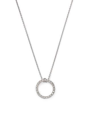 Roberto Coin 18K White Gold or Yellow Gold and Diamond Extra Small Circle Necklace, 16&amp;quot;-18&amp;quot;