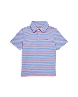 Vineyard Vines Boys' Bradley Striped Polo - Little Kid, Big Kid In Ocean Breeze/neon Rosa