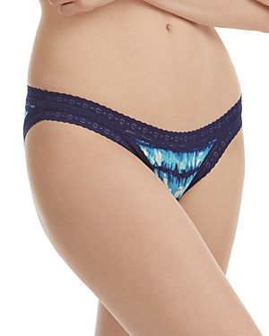 Shop Hanky Panky Dream Lace Trim Modal Brazilian Bikini In Indigo Stripe