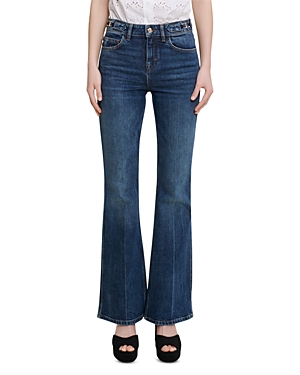 Maje Pramia Hardware Trim Flared Jeans In Blue In Blue