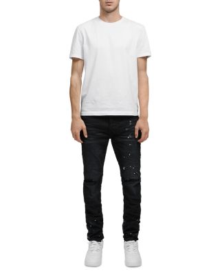 Paint Splatter Ripped Knee Black Skinny Jeans