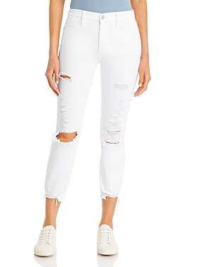 FRAME LE HIGH HIGH RISE ANKLE STRAIGHT-LEG JEANS IN BLANC