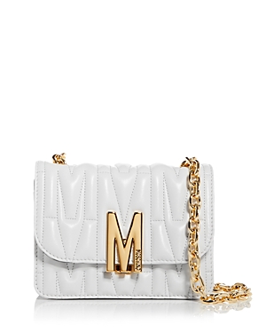 Moschino Micro Leather Shoulder Bag In White