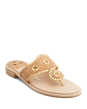 Jack Rogers Jacks Cork Leather Thong Sandals In Natural Co