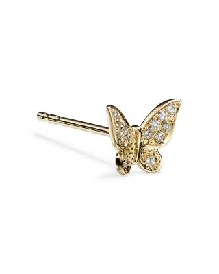 14K Yellow Gold Diamond Butterfly Earrings